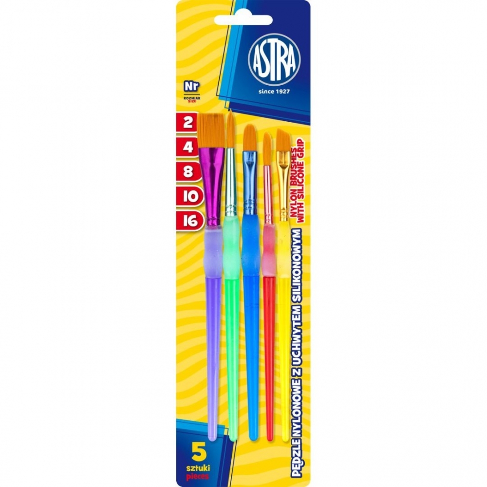 Brush set, ASTRA, ergonomic silicone handle 5 pcs. blister